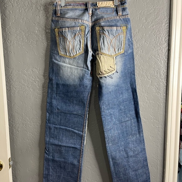 Tough JeanSmith vintage men size 28 patchwork embellished/whiskering jeans - Picture 12 of 12